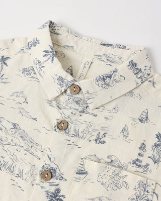 Boys' Ocean Toile Collared Button - Down – Coastal Summer Shirt - Lindsey Paige