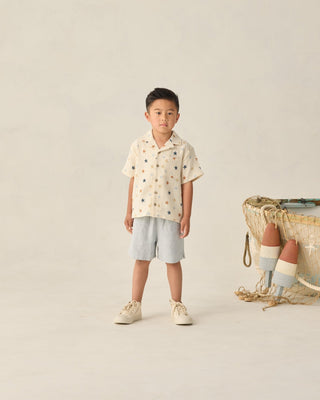 Boys Star Print Button - Down Shirt | Breathable 100% Cotton Lapel Collar - Lindsey Paige