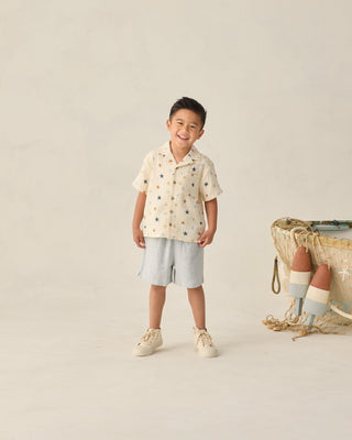 Boys Star Print Button - Down Shirt | Breathable 100% Cotton Lapel Collar - Lindsey Paige