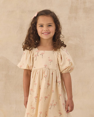 Brea Girls Empire Waist Flamingo Print Balloon Sleeve Dress - Lindsey Paige
