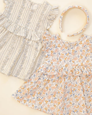 Brielle Ruffle Sleeve Floral Girls Dress — Flower Field - Lindsey Paige