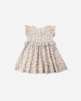 Brielle Ruffle Sleeve Floral Girls Dress — Flower Field - Lindsey Paige
