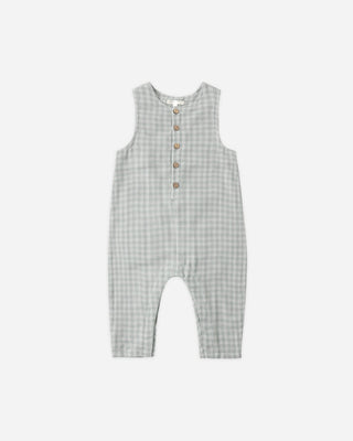 Button Jumpsuit Green Gingham - Lindsey Paige
