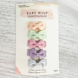 5 Tiny Tuxedo Bow Toddler Bow Barrettes - Watercolors