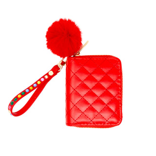 Quilted Rhinestone Strap Wallet: Red - Lindsey Paige