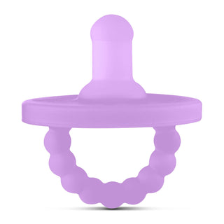 Cutie PAT Round (0-24m) Pacifier + Teether Sets: Orchid Clear - Lindsey Paige