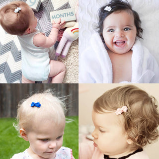 5 Tiny Tuxedo Bow Toddler Bow Barrettes - Watercolors
