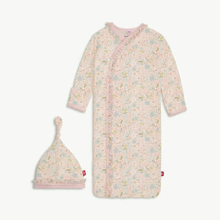 Charlotte Modal Magnetic cozy sleeper gown + hat set with ruffles - Lindsey Paige