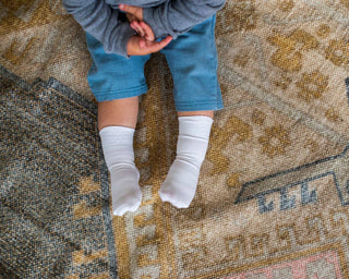 Cloud - White Non - Slip Silicone Grip Baby Socks / Kids Socks: 0 - 6M - Lindsey Paige