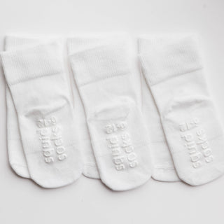 Cloud - White Non - Slip Silicone Grip Baby Socks / Kids Socks: 0 - 6M - Lindsey Paige