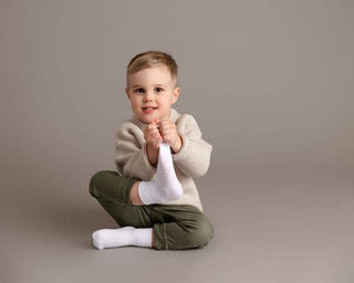 Cloud - White Non - Slip Silicone Grip Baby Socks / Kids Socks: 6 - 12M - Lindsey Paige