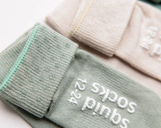 Coastal - Non - Slip Baby Socks Stone Gray, Eucalyptus, Thyme : 0 - 6M - Lindsey Paige