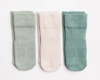 Coastal - Non - Slip Baby Socks Stone Gray, Eucalyptus, Thyme : 6 - 12M - Lindsey Paige