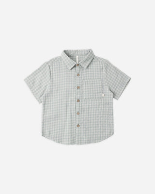 Collared Short Sleeve Shirt Green Gingham - Lindsey Paige
