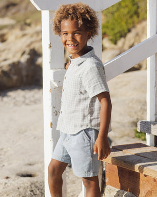 Collared Short Sleeve Shirt Green Gingham - Lindsey Paige