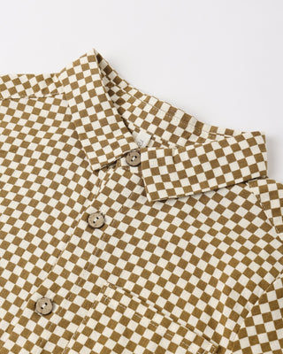 Collared Short Sleeve Shirt Ocre Check - Lindsey Paige