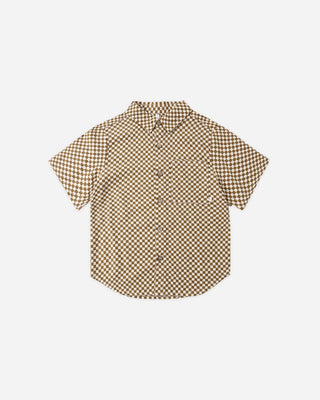 Collared Short Sleeve Shirt Ocre Check - Lindsey Paige