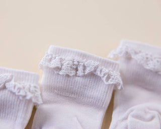 Comfort - White Lace Non - Slip Silicone Grip Baby Socks, Kids: 0 - 6M - Lindsey Paige