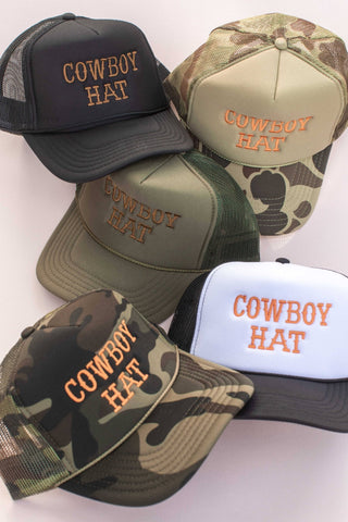 Cowboy Embroidery Trucker Hat Cap: Black/White - Lindsey Paige
