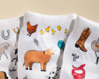 Cowboy - Non - Slip Baby Socks with Horses, Boots, Hats, Farm : 0 - 6M - Lindsey Paige