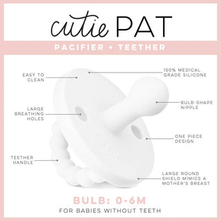 Cutie PAT Bulb (0 - 6m) Pacifier + Teether: Blue Clear - Lindsey Paige