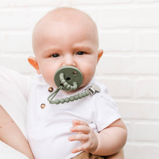 Cutie PAT Bulb (0 - 6m) Pacifier + Teether: Grey Clear - Lindsey Paige