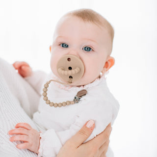 Cutie PAT Bulb (0 - 6m) Pacifier + Teether: Grey Clear - Lindsey Paige