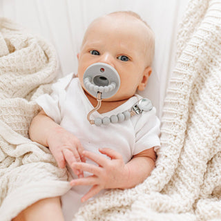 Cutie PAT Flat (0m+) Pacifier + Teether: Sage Clear - Lindsey Paige