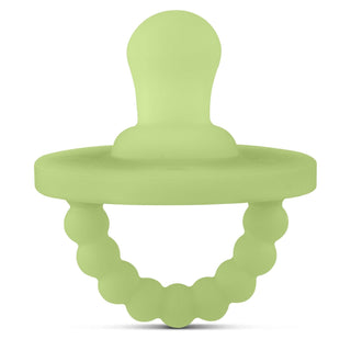 Cutie PAT Flat (0m+) Pacifier + Teether: Sage Clear - Lindsey Paige
