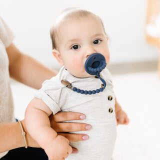 Cutie PAT Flat (0m+) Pacifier + Teether: Sage Clear - Lindsey Paige