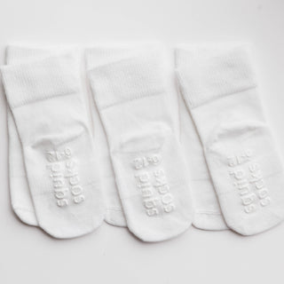 Cloud - White Non-Slip Silicone Grip Baby Socks / Kids Socks: 6 - 12M
