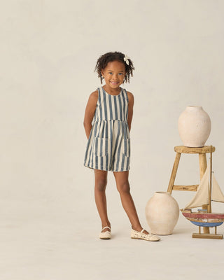 Dani Striped Cotton Romper - Navy & Natural - Lindsey Paige