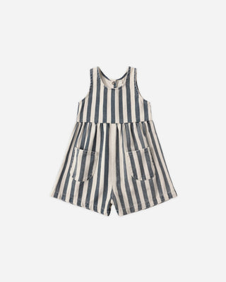 Dani Striped Cotton Romper - Navy & Natural - Lindsey Paige
