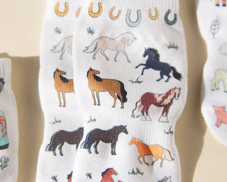 Cowboy - Non-Slip Baby Socks with Horses, Boots, Hats, Farm : 6 - 12M