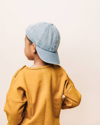 Denim Smiley Face Hat: Child (5Y - 10Y) - Lindsey Paige