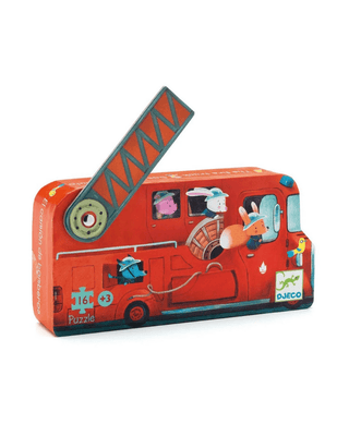 Djeco Mini Silhouette Puzzle: The Fire Truck, 16 pieces - Lindsey Paige