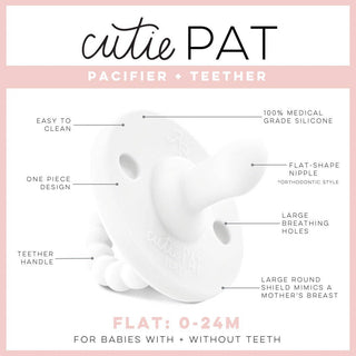 Cutie PAT Flat (0m+) Pacifier + Teether: Sage Clear