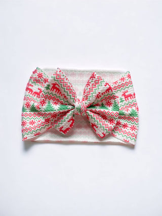 Ugly Christmas Sweater Headwrap Baby Bow - Lindsey Paige