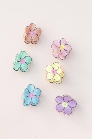 Scribble Flower Hair Clip Hair Claw: Coral