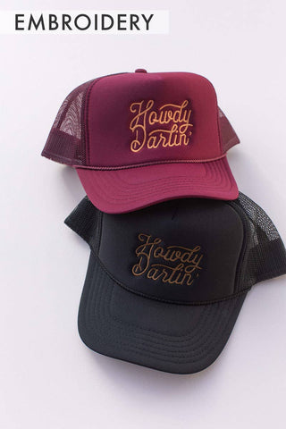 Embroidery Howdy Darling Western Trucker Hat Cap: Black - Lindsey Paige