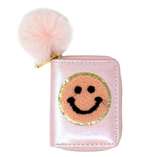 Shiny Happy Face Smile Wallet: Pink