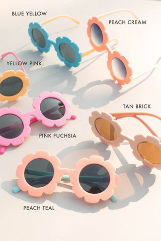 Kids Toddler 2-tone Flower Sunglasses: Blue Yellow - Lindsey Paige