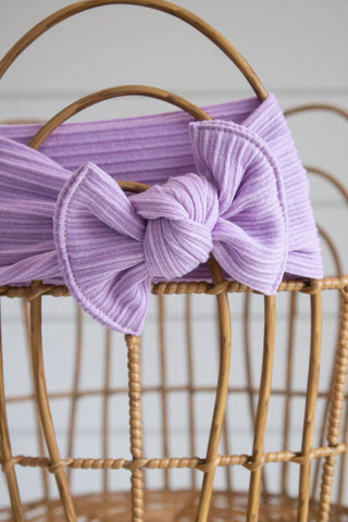 Purple Ribbed + Tie on Headwrap : One Size (4months+) - Lindsey Paige