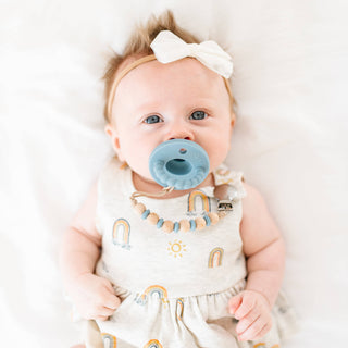 Cutie PAT Flat (0m+) Pacifier + Teether: Sage Clear