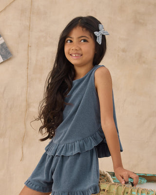 Faye Terry Cloth Ruffle Two - Piece Set – Marine Blue - Lindsey Paige