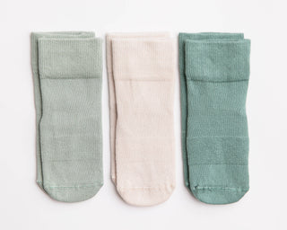 Coastal - Non-Slip Baby Socks Stone Gray, Eucalyptus, Thyme : 6 - 12M - Lindsey Paige