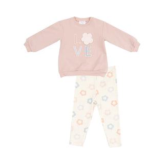 French Terry Oversize Applique Sweatshirt + Leggings - Daisy Pop - Lindsey Paige