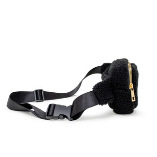 Fuzzy Crossbody Sling Bag w/ Heart for Kids: Black - Lindsey Paige