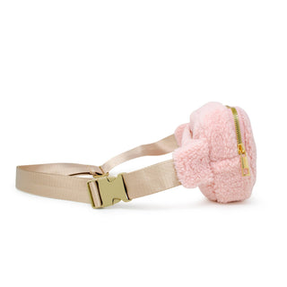 Fuzzy Crossbody Sling Bag w/ Heart for Kids: Pink - Lindsey Paige