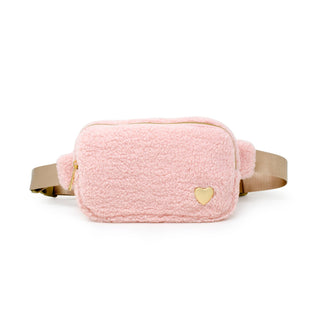 Fuzzy Crossbody Sling Bag w/ Heart for Kids: Pink - Lindsey Paige
